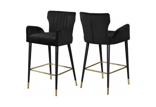 Luxe Black Velvet Counter Stool (Set of 2) by Meridian Furniture