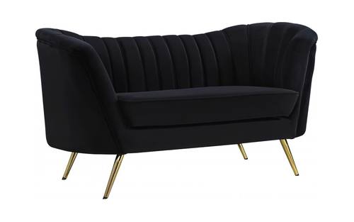 Margo Black Velvet Loveseat by Meridian Furniture