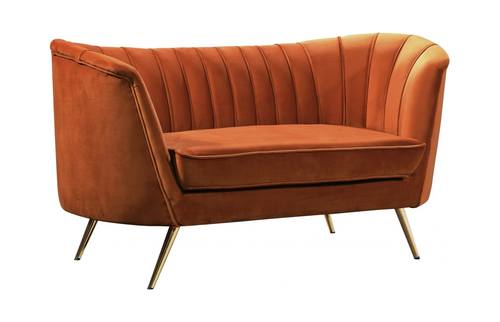 Margo Cognac Velvet Loveseat by Meridian Furniture