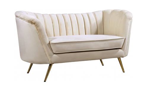 Margo Cream Velvet Loveseat by Meridian Furniture