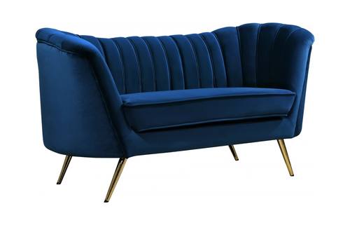 Margo Navy Blue Velvet Loveseat by Meridian Furniture