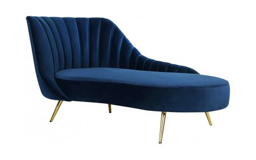 Margo Navy Blue Velvet Chaise Lounge by Meridian Furniture