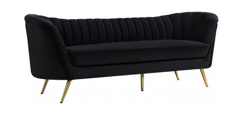 Margo Black Velvet Sofa by Meridian Furniture