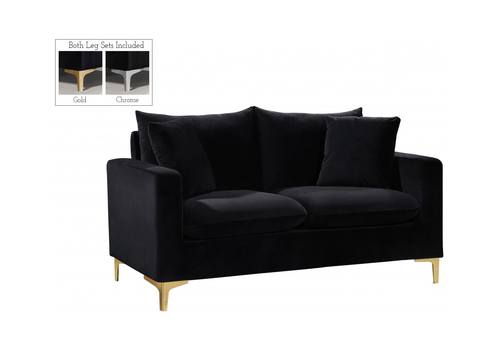 Naomi Black Velvet Loveseat by Meridian Furniture