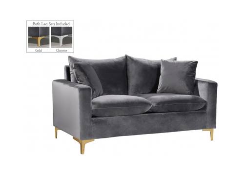 Naomi Grey Velvet Loveseat by Meridian Furniture
