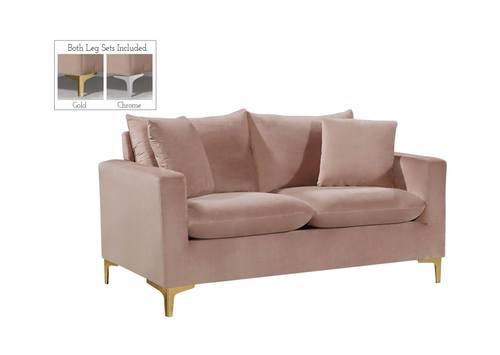 Naomi Pink Velvet Loveseat by Meridian Furniture