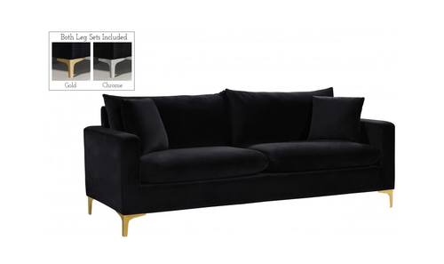Naomi Black Velvet Sofa by Meridian Furniture