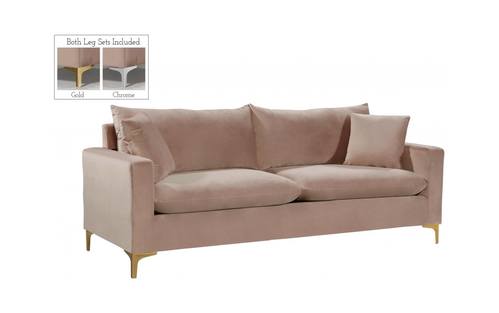 Naomi Pink Velvet Sofa by Meridian Furniture