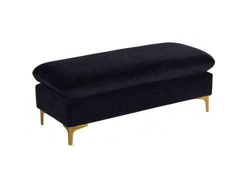 Naomi Black Velvet Ottoman Bench by Meridian Furniture