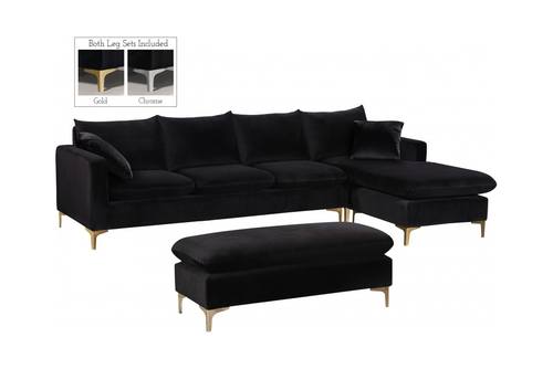 Naomi Black Velvet Two Piece Sectional Sofa by Meridian Furniture