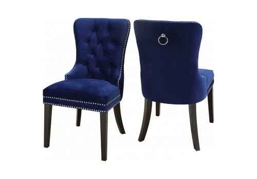 Nikki Navy Blue Velvet Dining Chairs (Set of 2) by Meridian Furniture