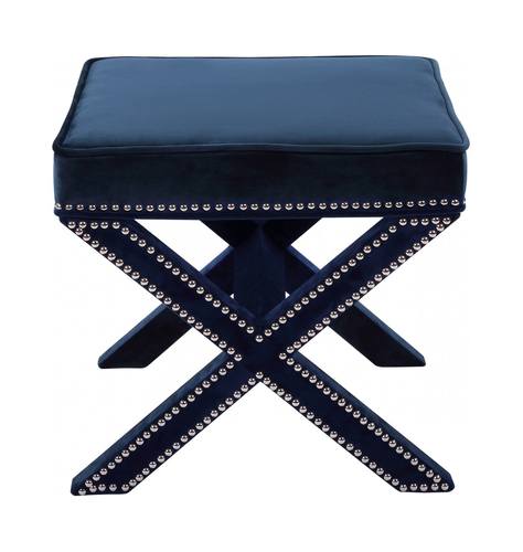 Nixon Navy Blue Velvet Ottoman Bench by Meridian Furniture