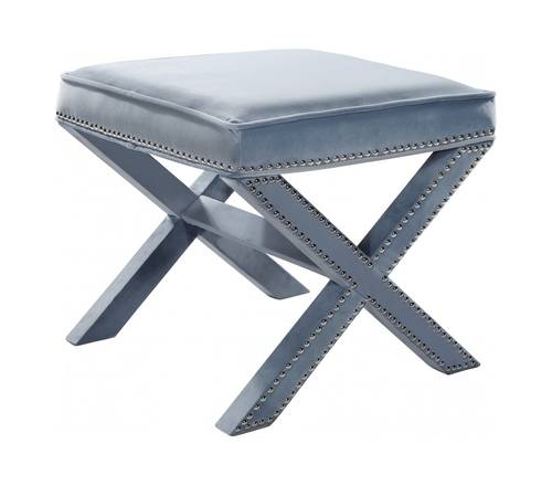 Nixon Sky Blue Velvet Ottoman Bench by Meridian Furniture