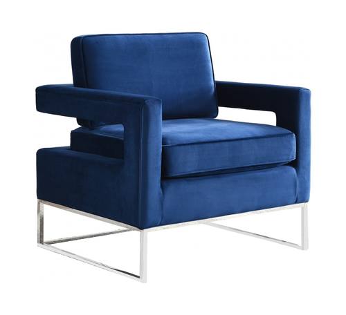 Noah Navy Blue & White Velvet Accent Chair by Meridian Furniture