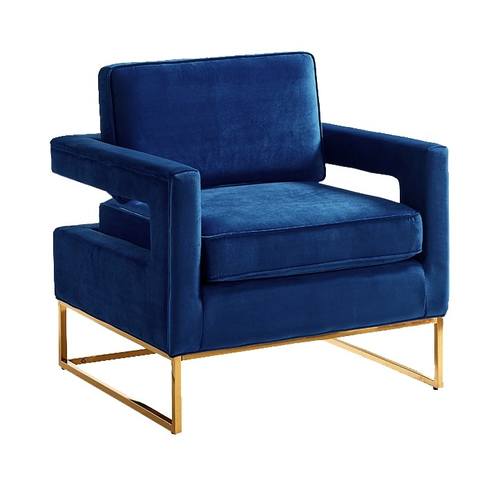 Noah Navy Blue & Gold Velvet Accent Chair by Meridian Furniture