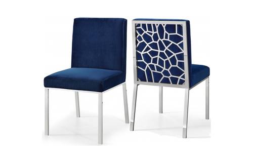 Meridian Furniture Silver Opal Velvet Dining Chair-Set of 2 Meridian Furniture Silver Opal Velvet Dining Chair-Set of 2