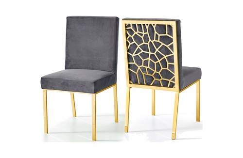Meridian Furniture Gold Opal Velvet Dining Chair-Set of 2 Meridian Furniture Gold Opal Velvet Dining Chair-Set of 2