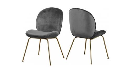 Paris Grey & Gold Velvet Dining Chairs (Set of 2) by Meridian Furniture