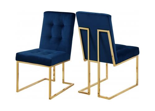Pierre Navy Blue Velvet Dining Chairs (Set of 2) by Meridian Furniture