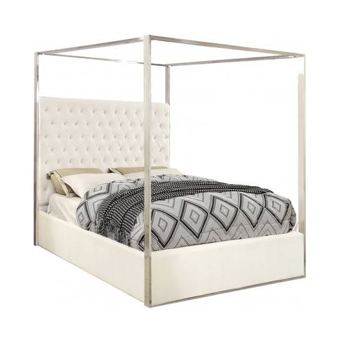 Porter White Velvet Bed by Meridian Furniture