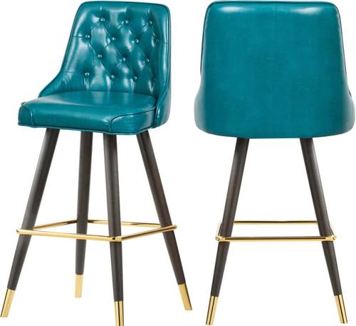 Portnoy Blue Faux Leather Bar Stool (Set of 2) by Meridian Furniture