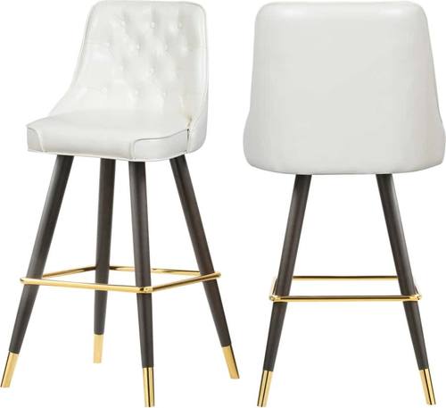 Portnoy White Faux Leather Bar Stool (Set of 2) by Meridian Furniture