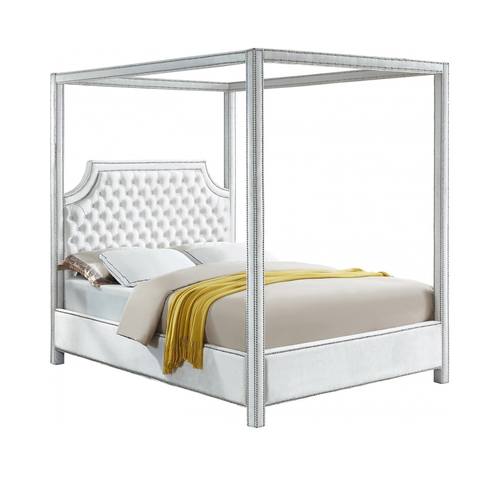 Rowan White Velvet Bed by Meridian Furniture