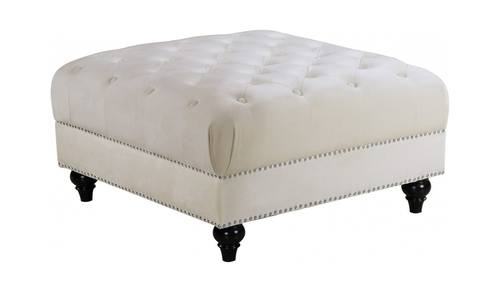 Sabrina Cream Velvet Ottoman by Meridian Furniture