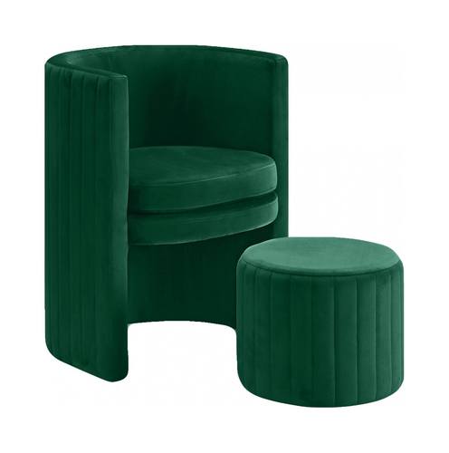 Selena Green Velvet Accent Chair w/Ottoman by Meridian Furniture