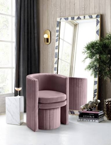 Selena Pink Velvet Accent Chair w/Ottoman by Meridian Furniture