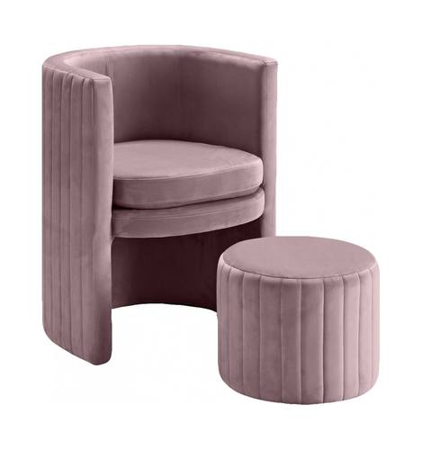 Selena Pink Velvet Accent Chair w/Ottoman by Meridian Furniture