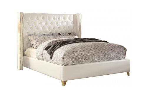 Soho White Bonded Leather Bed by Meridian Furniture