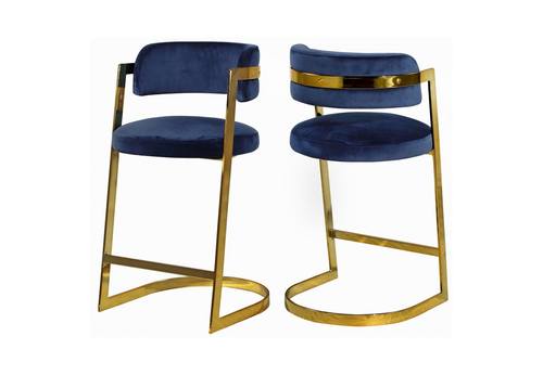Stephanie Navy Blue Velvet Counter Stool (Set of 2) by Meridian Furniture