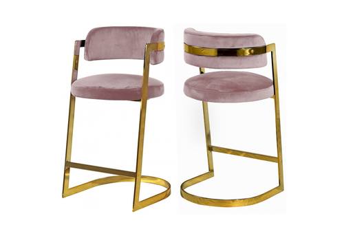 Stephanie Pink Velvet Counter Stool (Set of 2) by Meridian Furniture