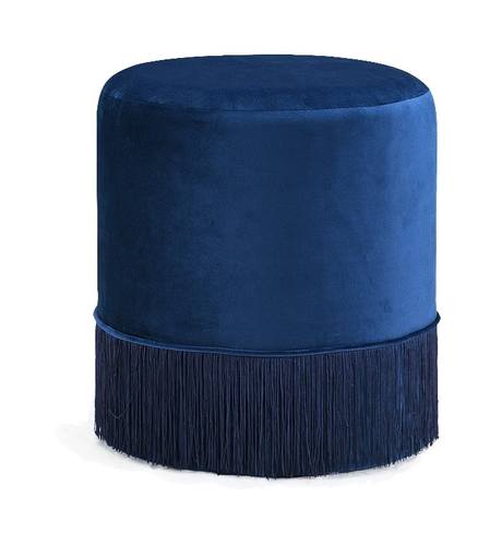 Teddy Navy Blue Velvet Ottoman Stool by Meridian Furniture