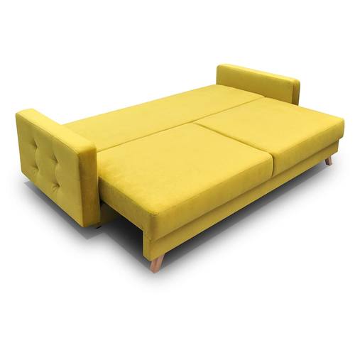 Vegas Yellow Mid-Century Modern Tufted Futon Sofa Bed by Meble Furniture