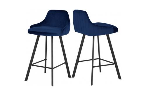 Viviene Navy Blue Velvet Counter Stool (Set of 2) by Meridian Furniture