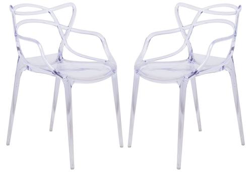 Milan Modern Wire Design Clear Chair (Set of 2) by LeisureMod