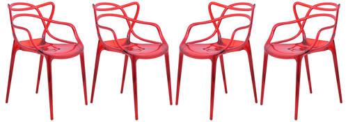 Milan Modern Wire Design Red Chair (Set of 4) by LeisureMod