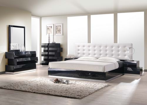 Milan Black and White Bed by J&M Furniture