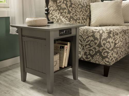 Nantucket End Table Atlantic Gray w/Charger by Atlantic Furniture