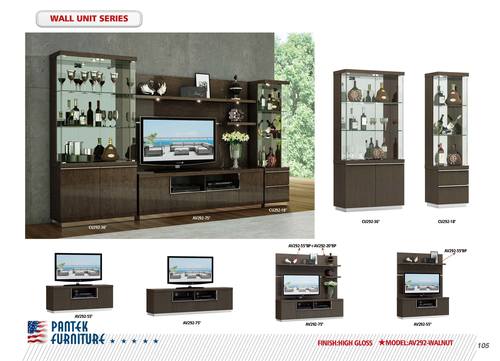AV 292-55 Inch Walnut 55 Inch TV Bench by Pantek Furniture
