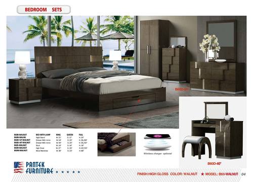 B 60 High Gloss Walnut Bedroom Set by Pantek Furniture