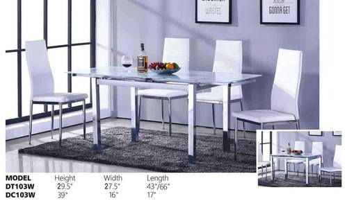 DT 103 White Rectangular Dining Table by Pantek Furniture