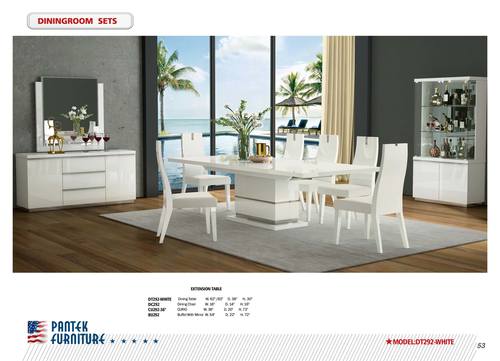 DT 292 White Rectangular Extendable 62 Inch - 82 Inch Dining Table by Pantek Furniture