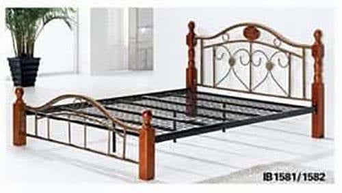 IB 1582 Iron Bed w/Wooden Colums by Pantek Furniture