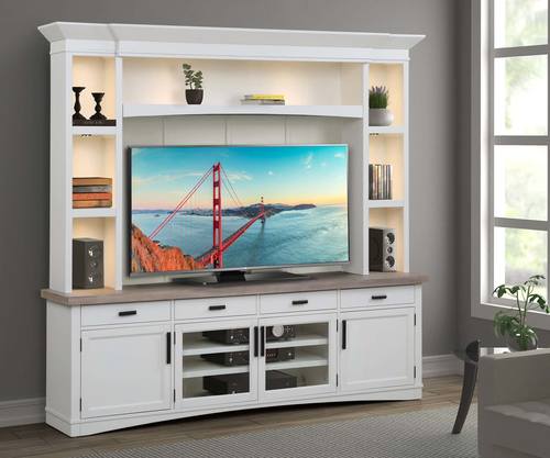 Americana Modern Cotton 92 Inch TV Console w/Hutch, Backpanel & Led Lights by Parker House Furniture