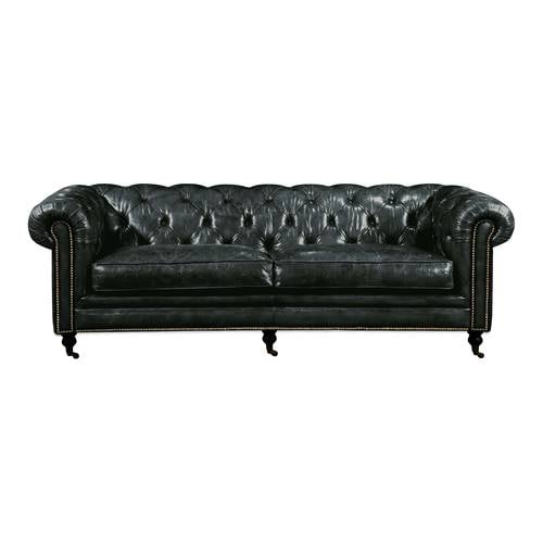 Birmingham Sofa Onyx Black Leather by Moe's Home Collection