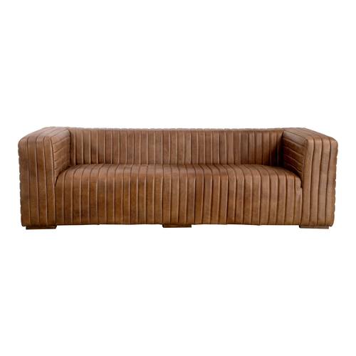 Castle Sofa Open Road Brown Leather by Moe's Home Collection