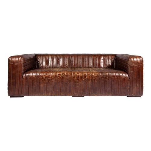 Castle Sofa Cappuccino Brown Leather by Moe's Home Collection